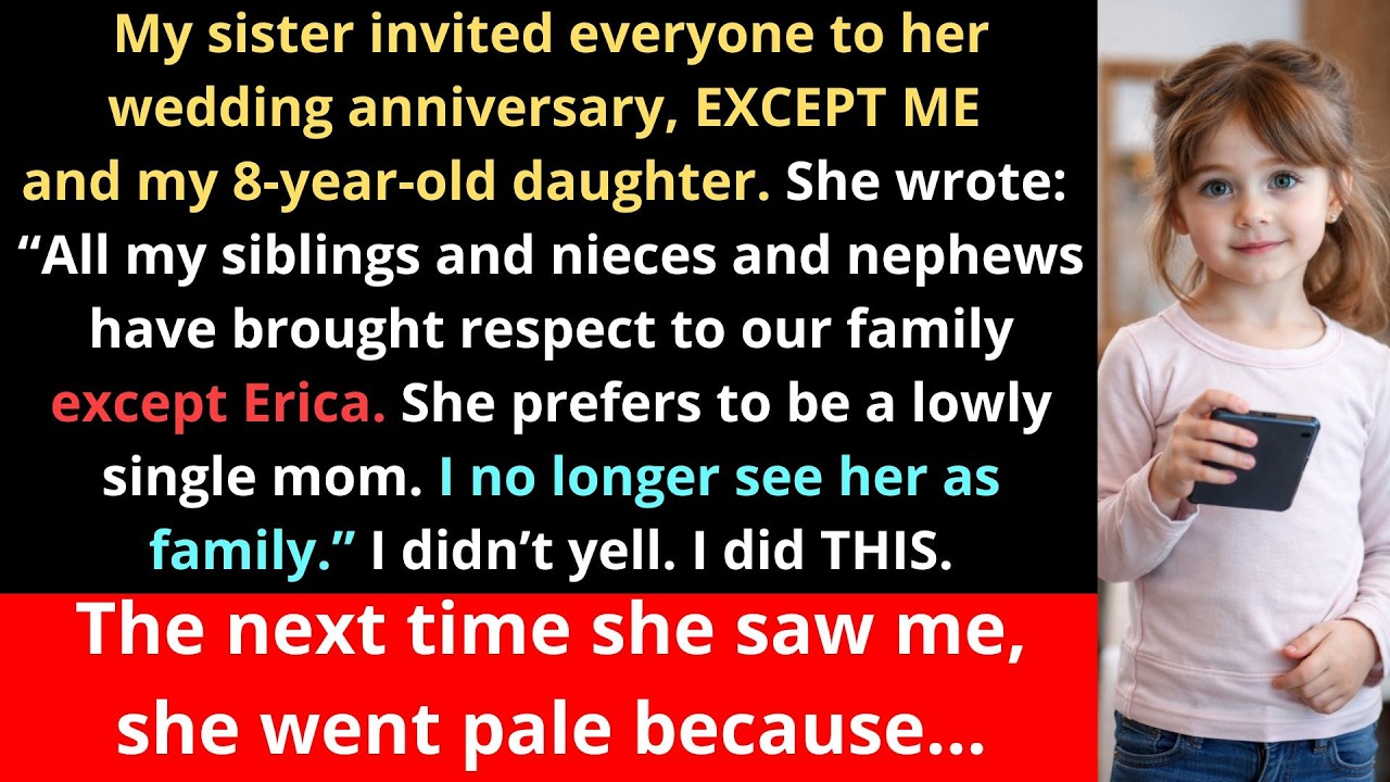 My sister invited everyone in the family to her wedding EXCEPT ME and my 8-year-old daughter.