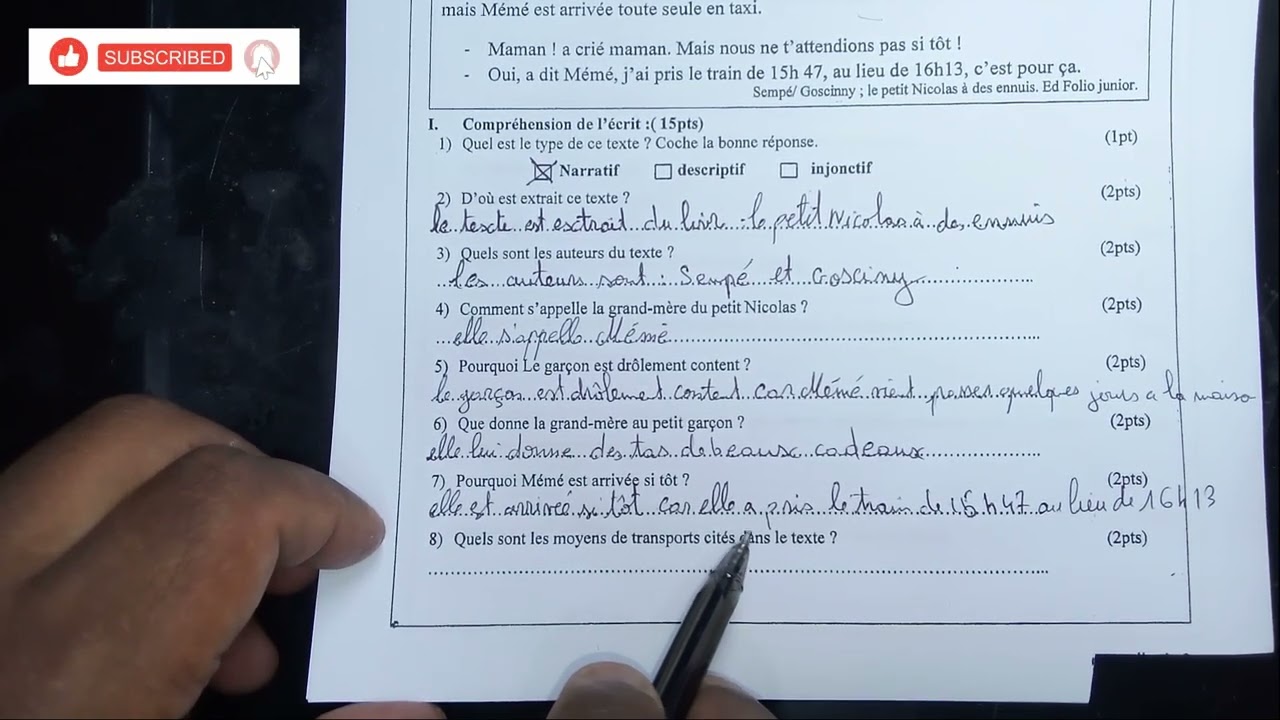 نموذج  للامتحان الموحد الاقليمي المستوى السادس ابتدائي 2025 مادة اللغة  الفرنسية الدورة الثانية