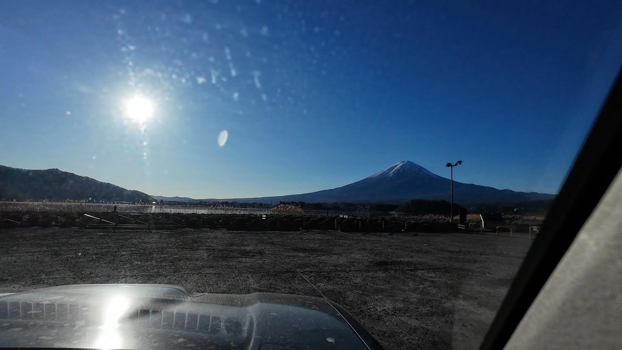 【４K】河口湖駅前から大石公園まで車でドライブ（2023年12月23日撮影）