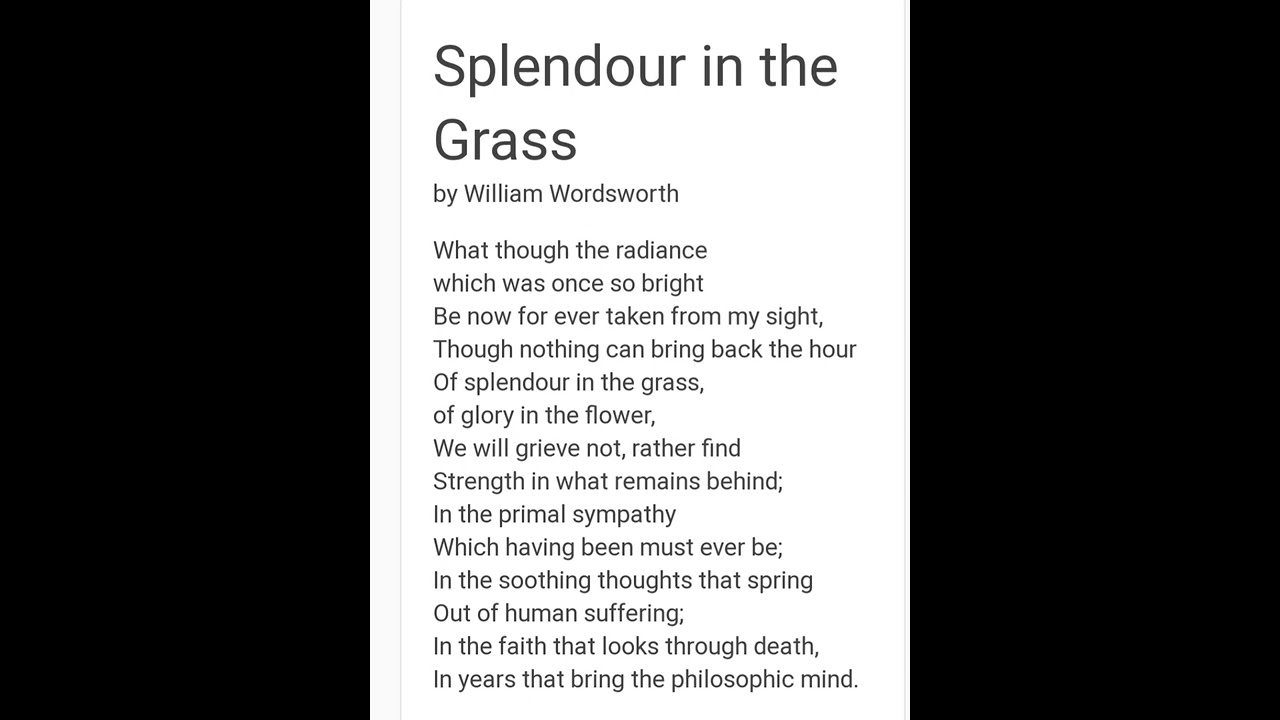 splendour in the grass  William Wordsworth