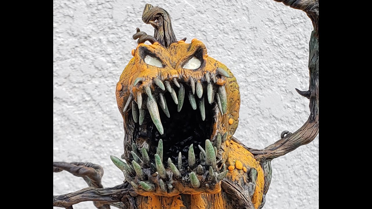 CREEPY! Sculpting a stacked Jack o lantern from polymer clay