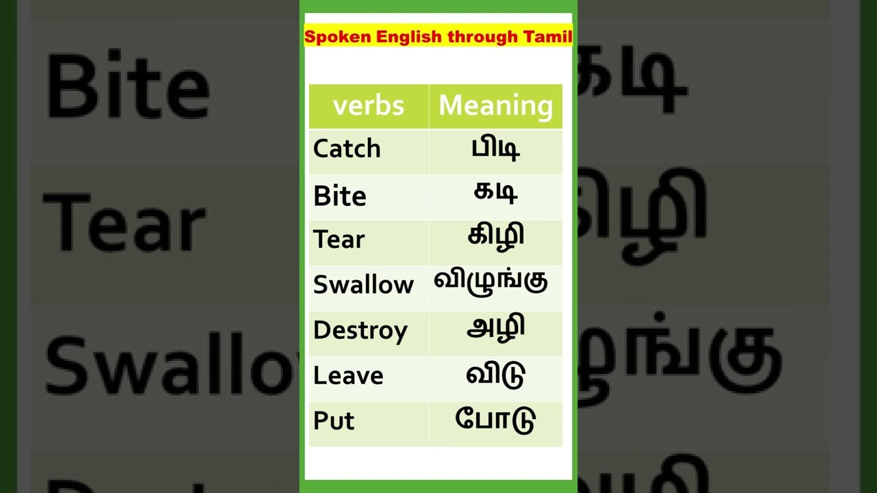 Spoken English through Tamil || verbs