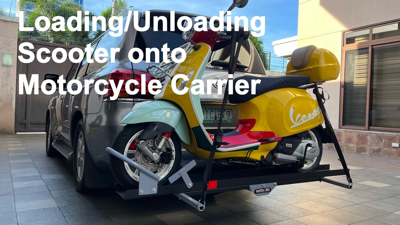 Loading and Unloading Vespa Scooter onto Motorcycle Carrier