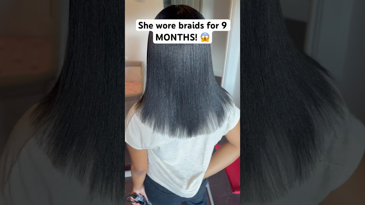 Look what wearing braids for 9 MONTHS did to her hair! 😳🫣 #bts #viral #shorts #explore #trending