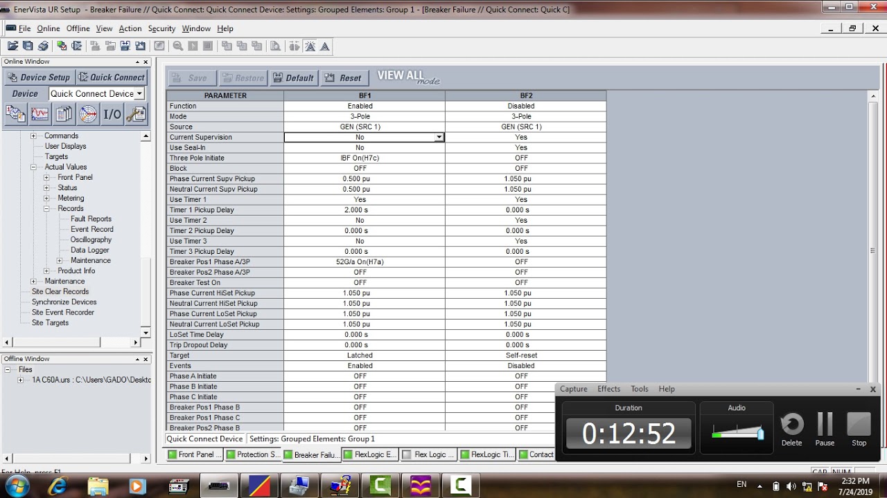 GE C60 relay Breaker failure test  (Eng. Makram Amin)