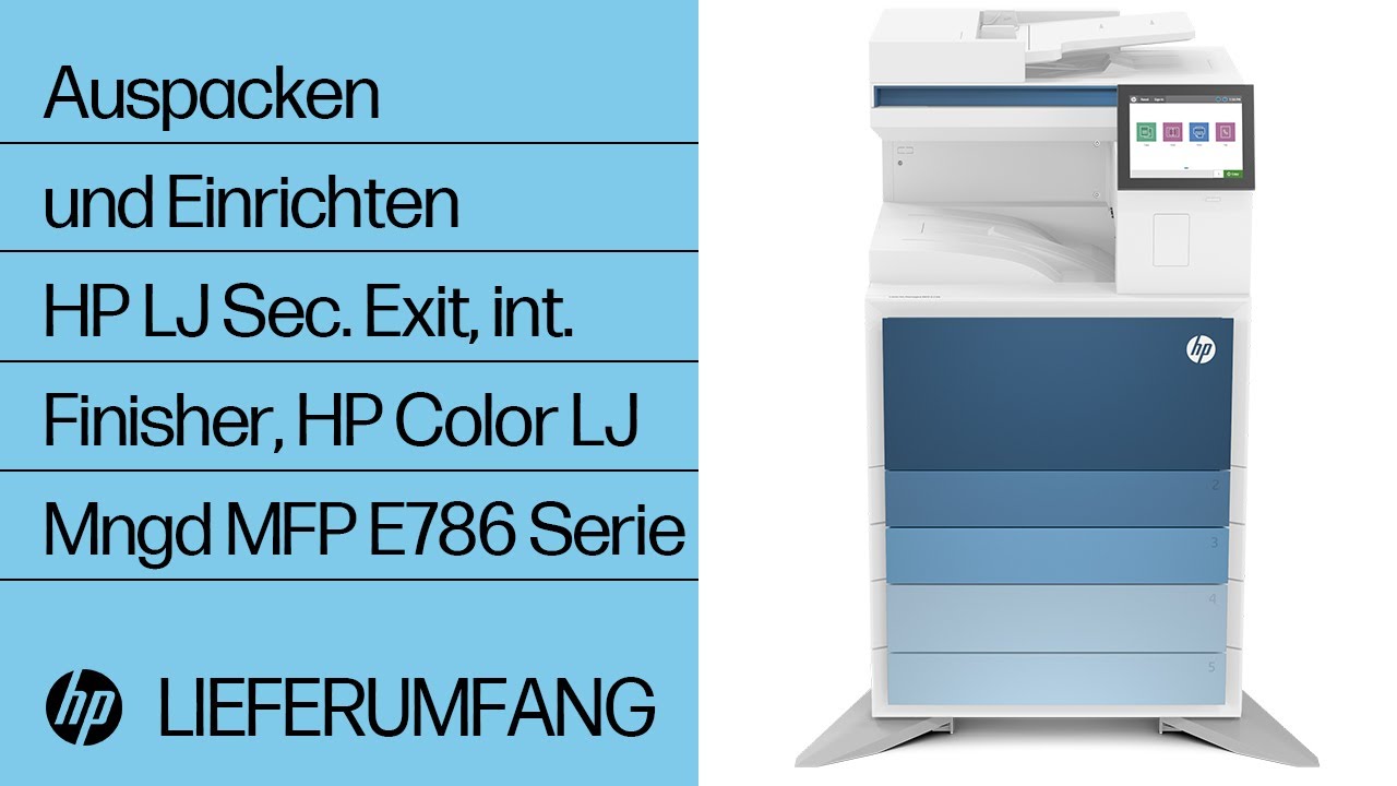 Auspacken und Einrichten HP LJ internen Finisher, Sec. Exit | HP Color LJ Mngd MFP E786 | HP Support