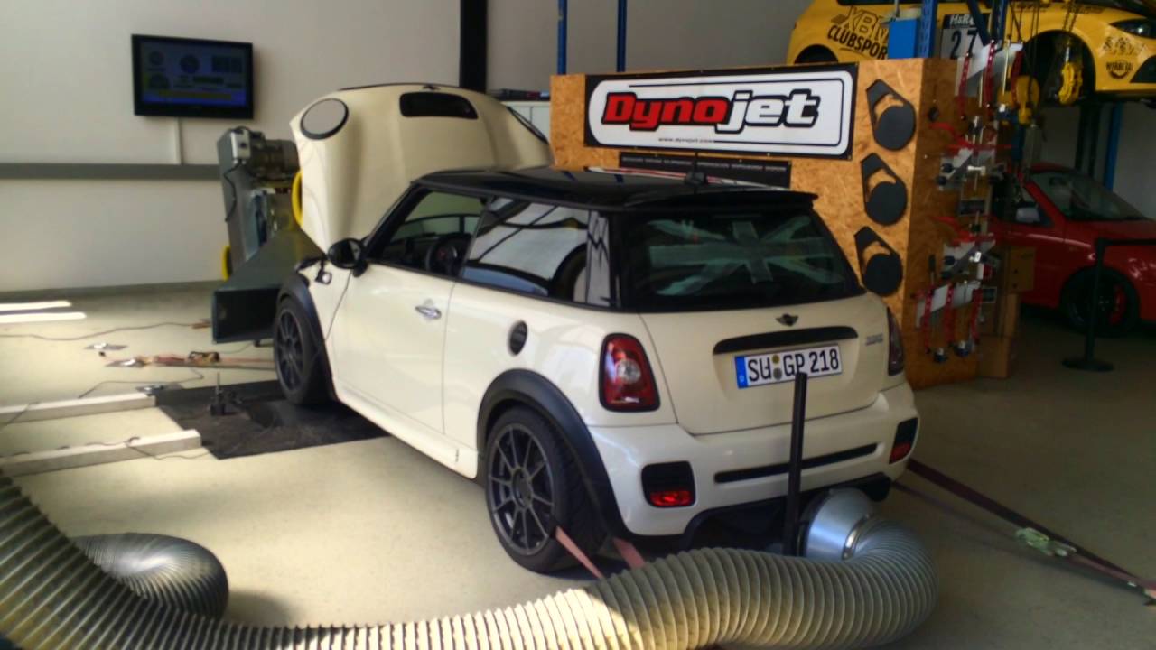 Mini R56 JCW Dyno Run with 200 cell Downpipe and Forge FMIC