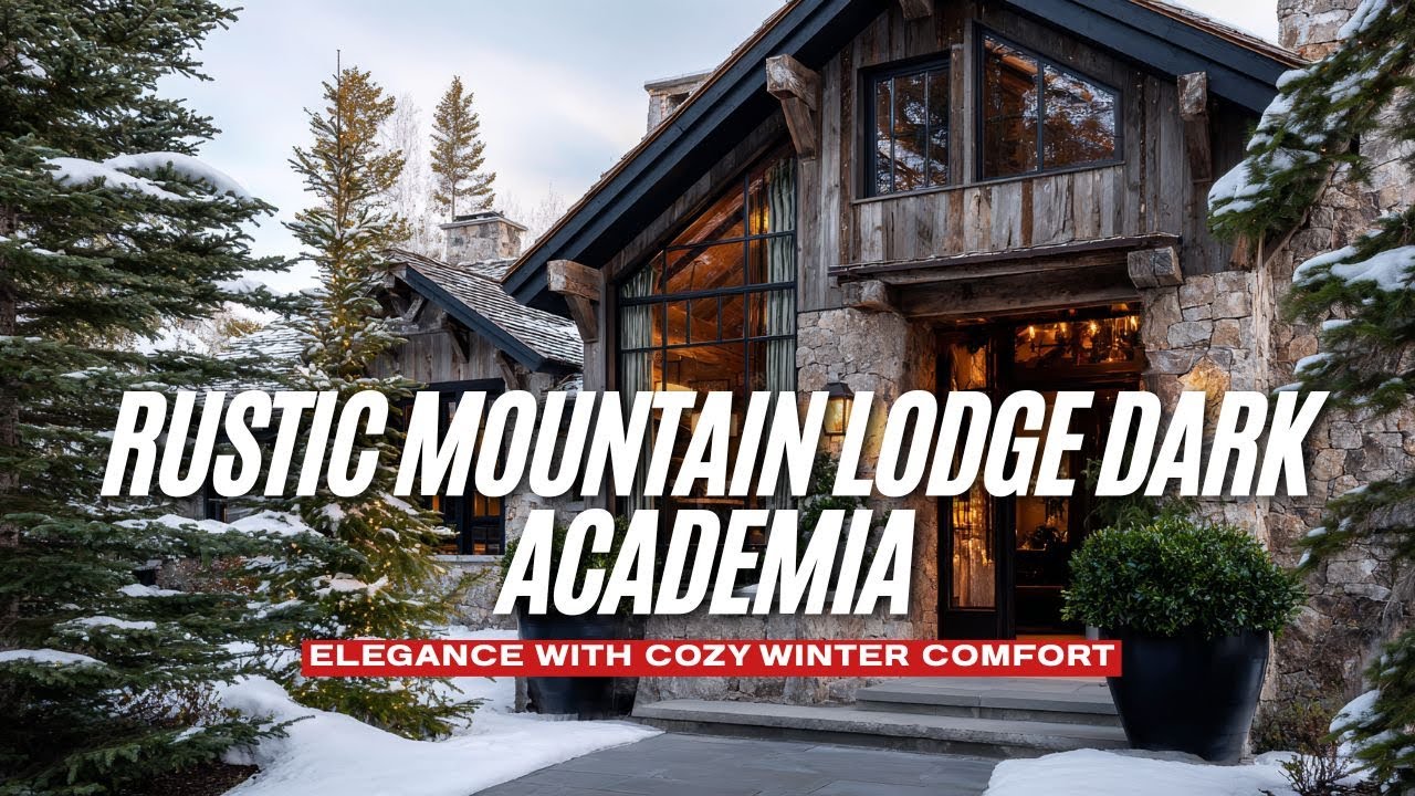 Rustic Mountain Lodge Dark Academia Elegance with Cozy Winter Comfort