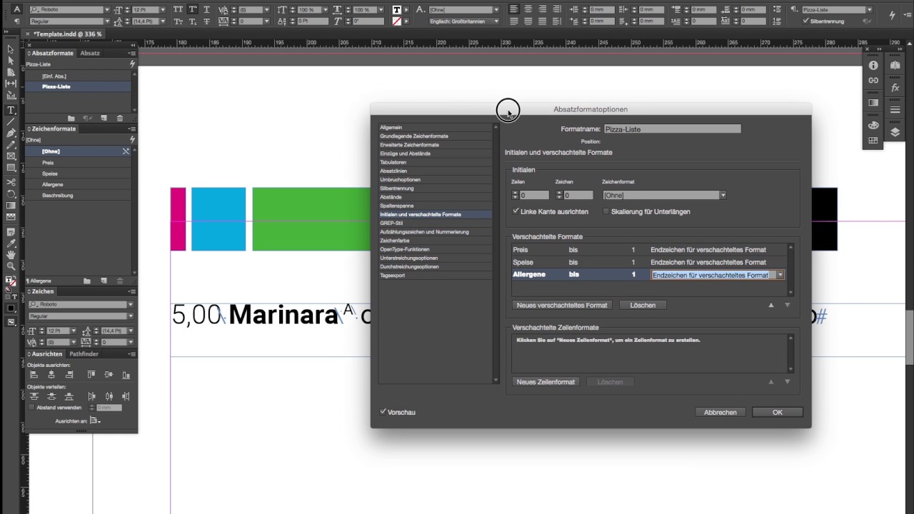 Verschachtelte Formate Indesign Tutorial Deutsch