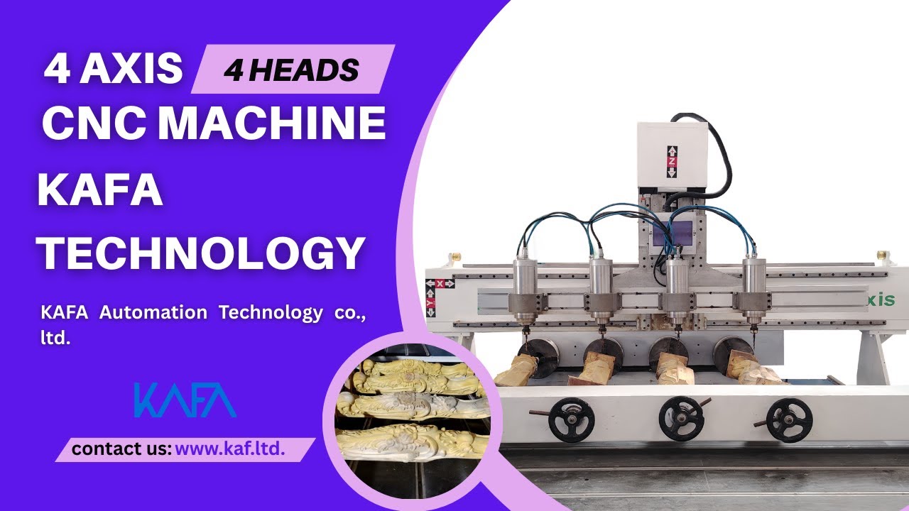 4 Heads 4 Axis CNC Router Machine || Model1725 || 3D Design Working Video || KAFA Technology
