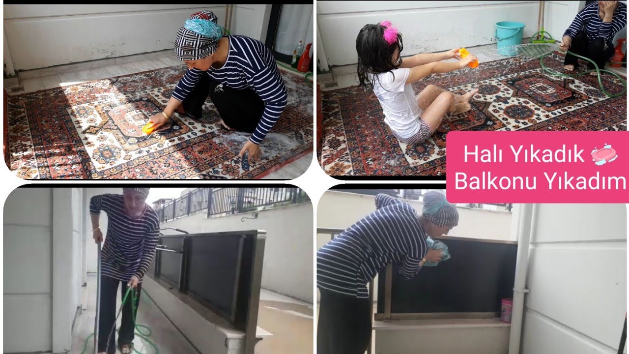 BALKON HALISINI YIKARKEN MİRAY'IDA YIKADIM 🧼 BALKONU TEMİZLEDİM