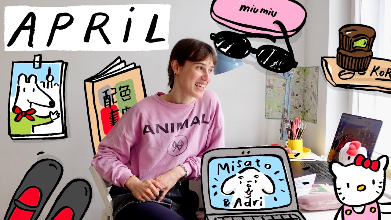 April favorites illustrated! Best ballet flats, first Miu Miu, Youtube recs, illustration & treats