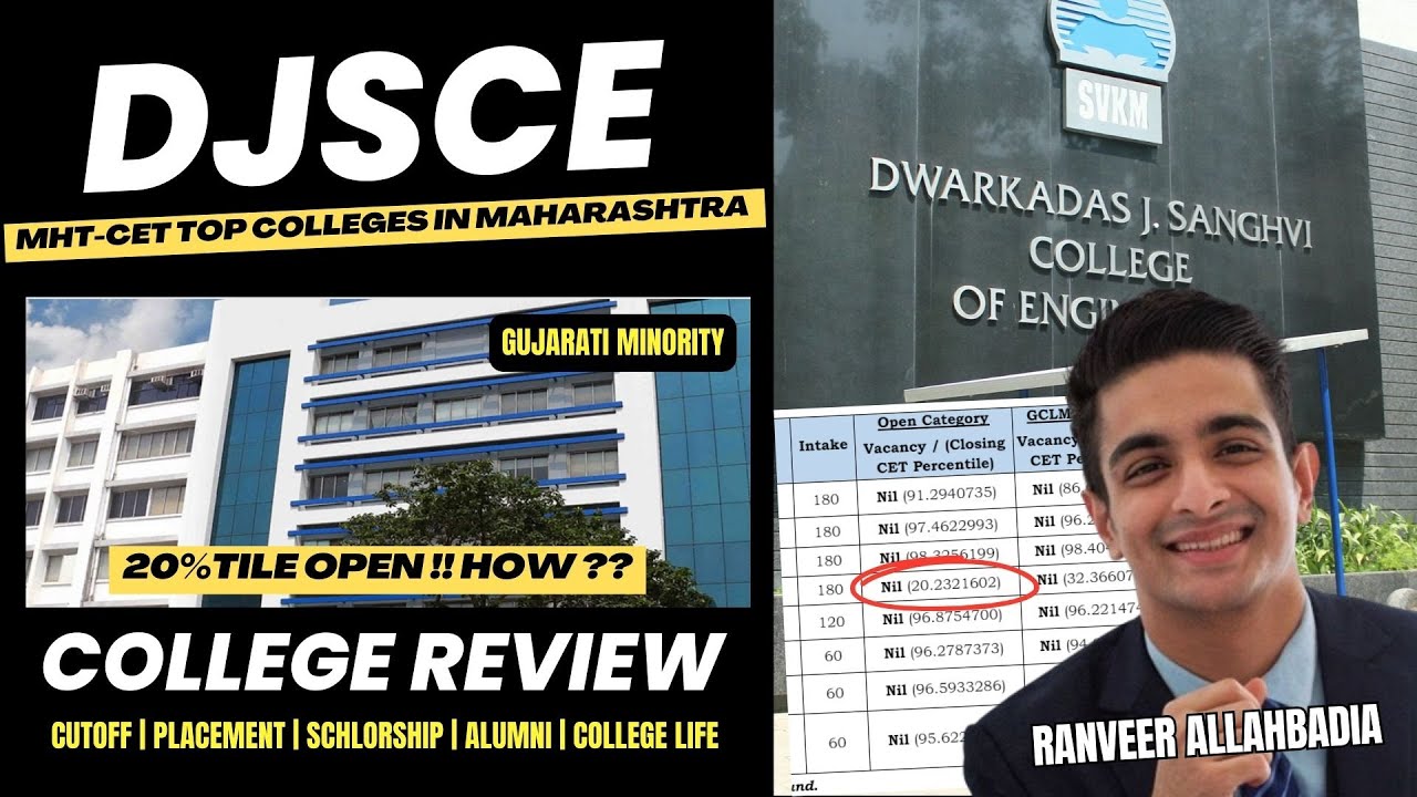 DJSCE at 20%tile Avg. Package 10 LPA || DJ Sanghvi College Review DJSCE | MHT CET 2024