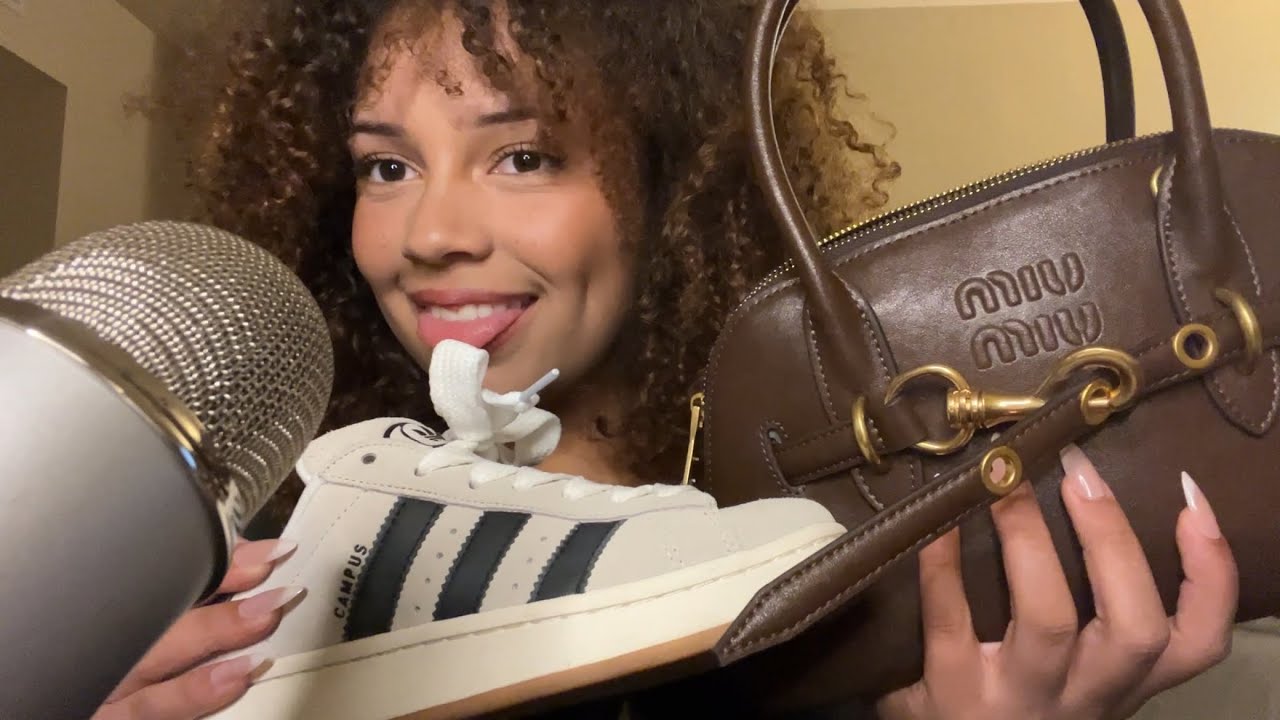 ASMR story time rambles while tapping & scratching on bags and shoes! 