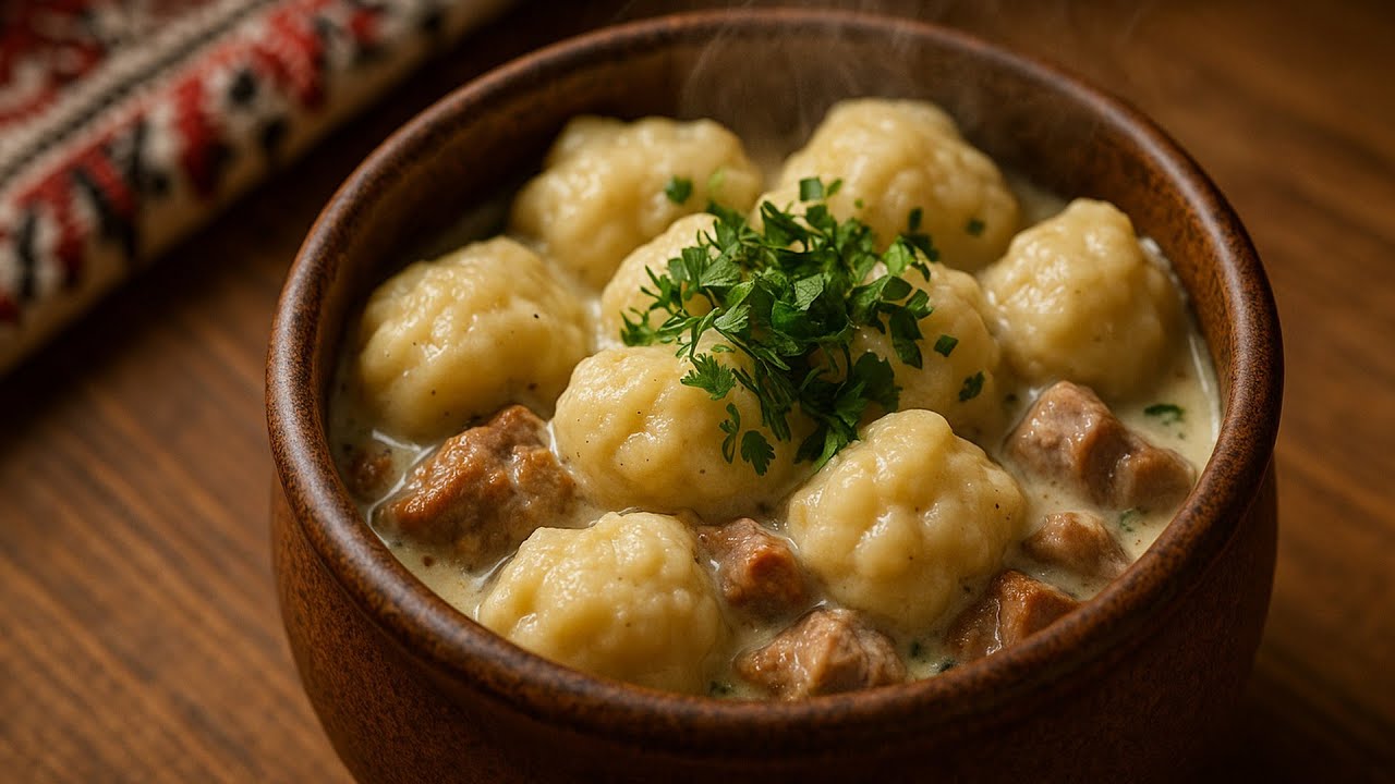 Галушки з м’ясом у печі.