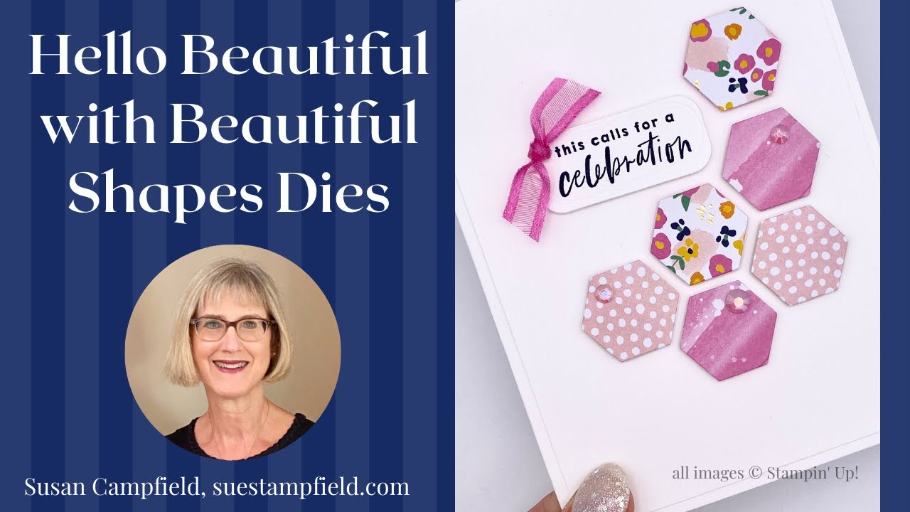 Hexagon Puzzle Card in Pink with Beautiful Shapes Dies