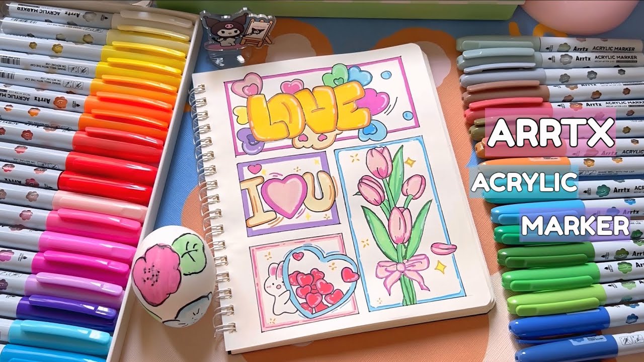 Let's draw together with ft. Arrtx 36 Colors Acrylic Markers / Unboxing