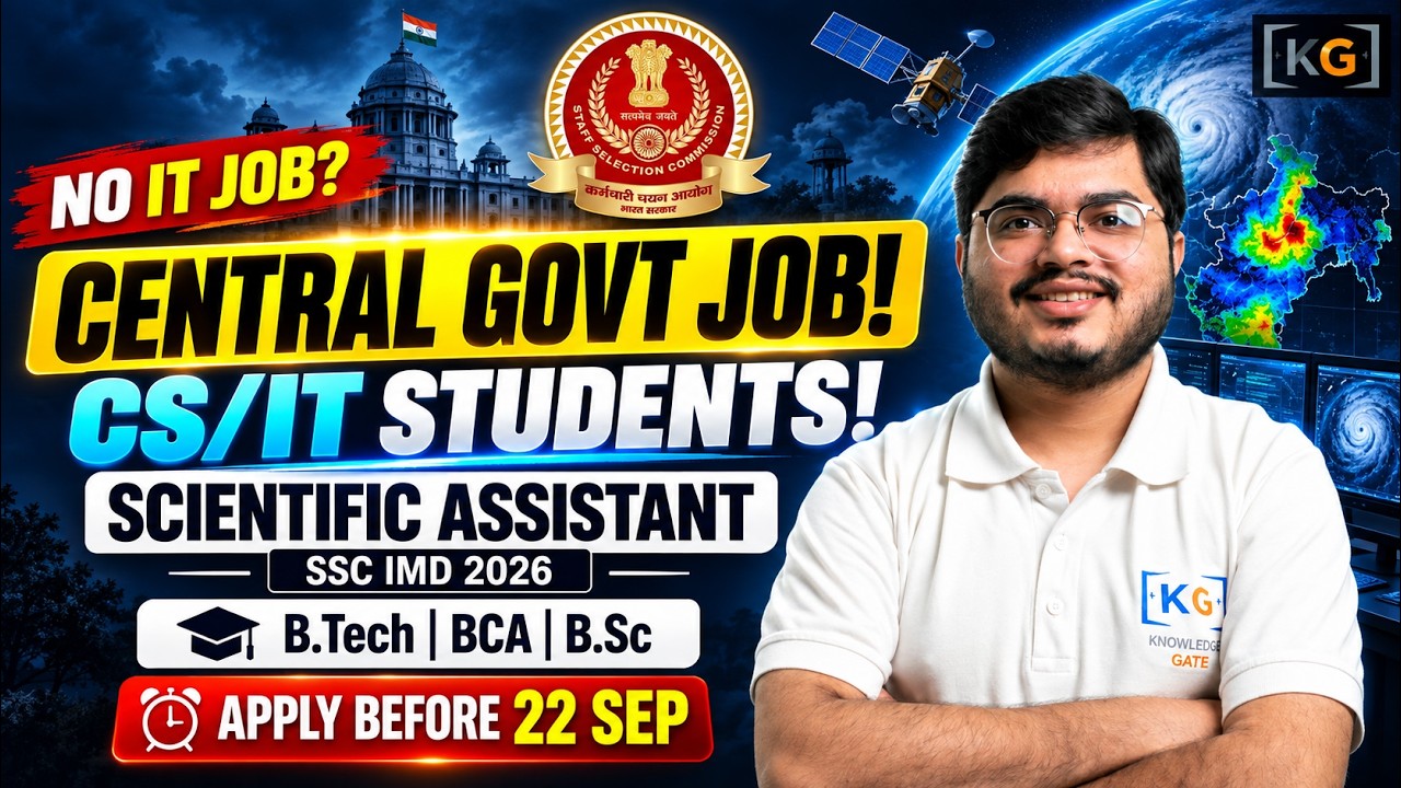 CS/IT Students: SSC IMD Scientific Assistant 2026 | Central Govt Job | Apply Before 22 Sep