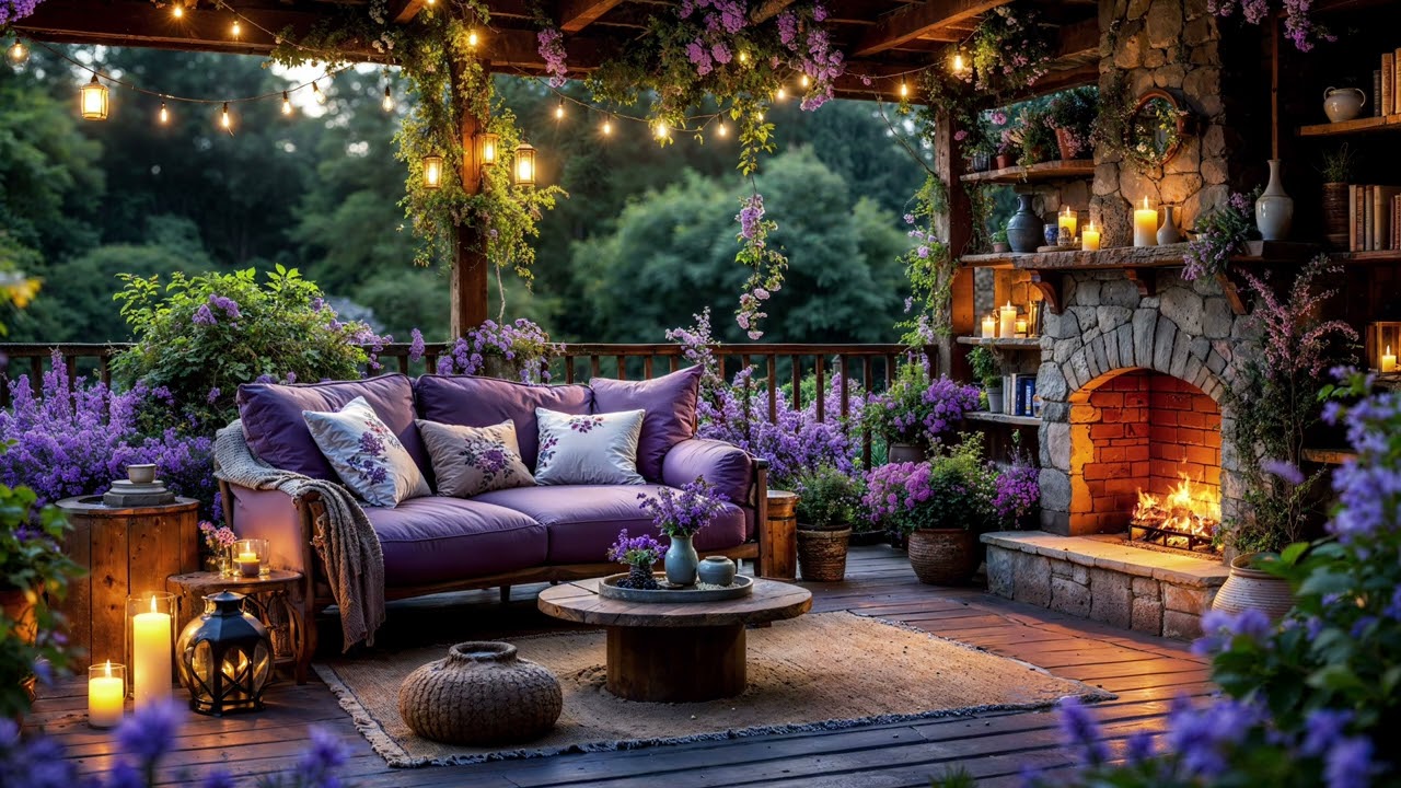 Spring Porch Ambience 🌿 Relaxing Corner with a Slow Fireplace and Fresh Air