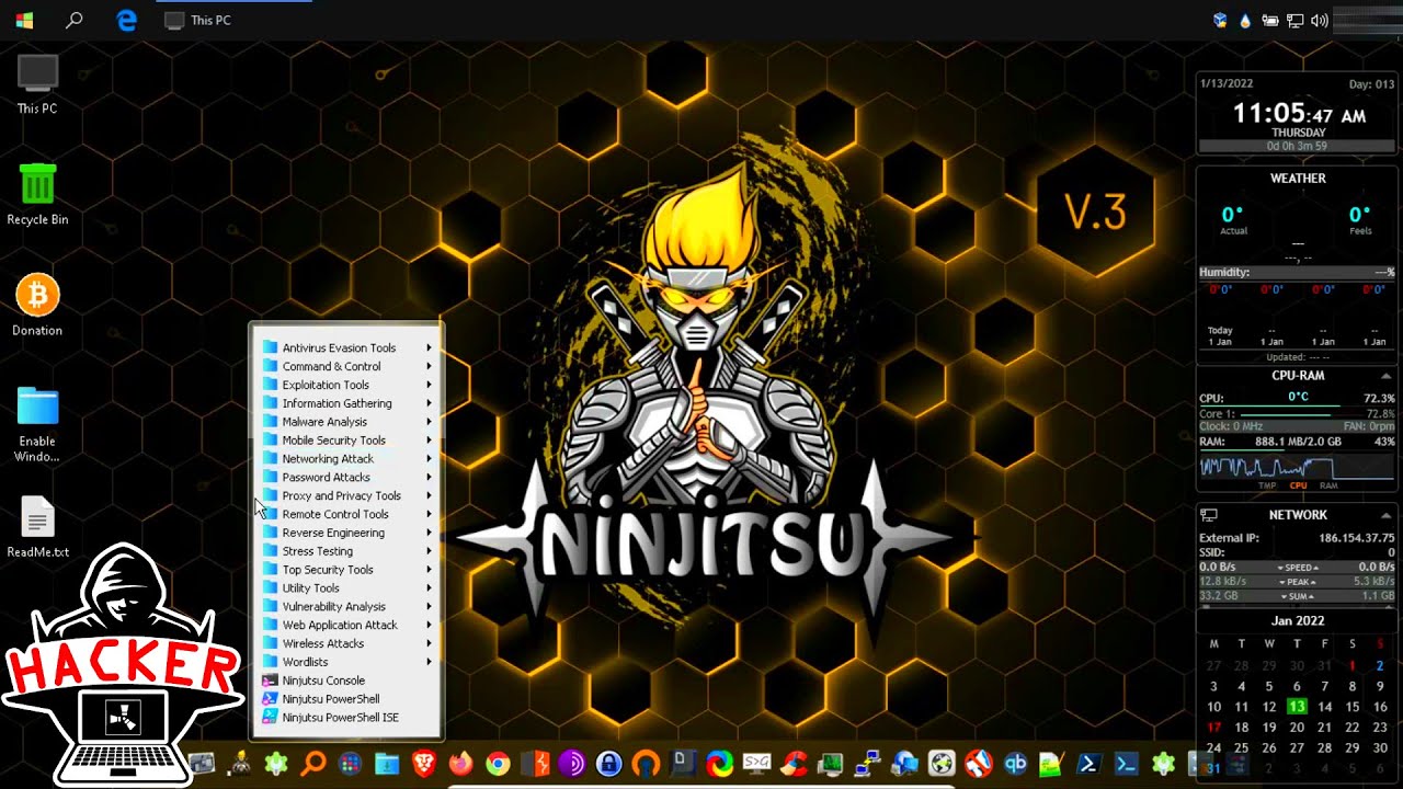 Como Descargar e Instalar Ninjutsu OS V3 Super Optimizado 🔥 Windows 10 para Hackers/Hacking 🔥