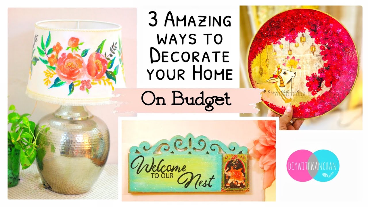 3 AMAZING WAYS TO DECORATE YOUR HOME ON BUDGET |Decoupage on Lampshade & Plate#homedecor #walldecor