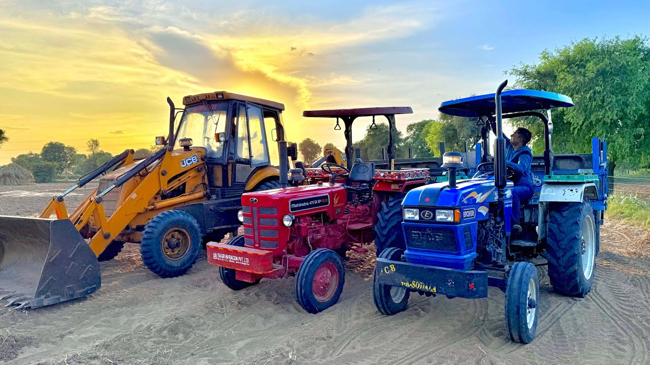 Jcb 3dx Eco Loading Mud in Tractor Got Stuck New Holland 3630 Mahindra 575 Swaraj Eicher 380