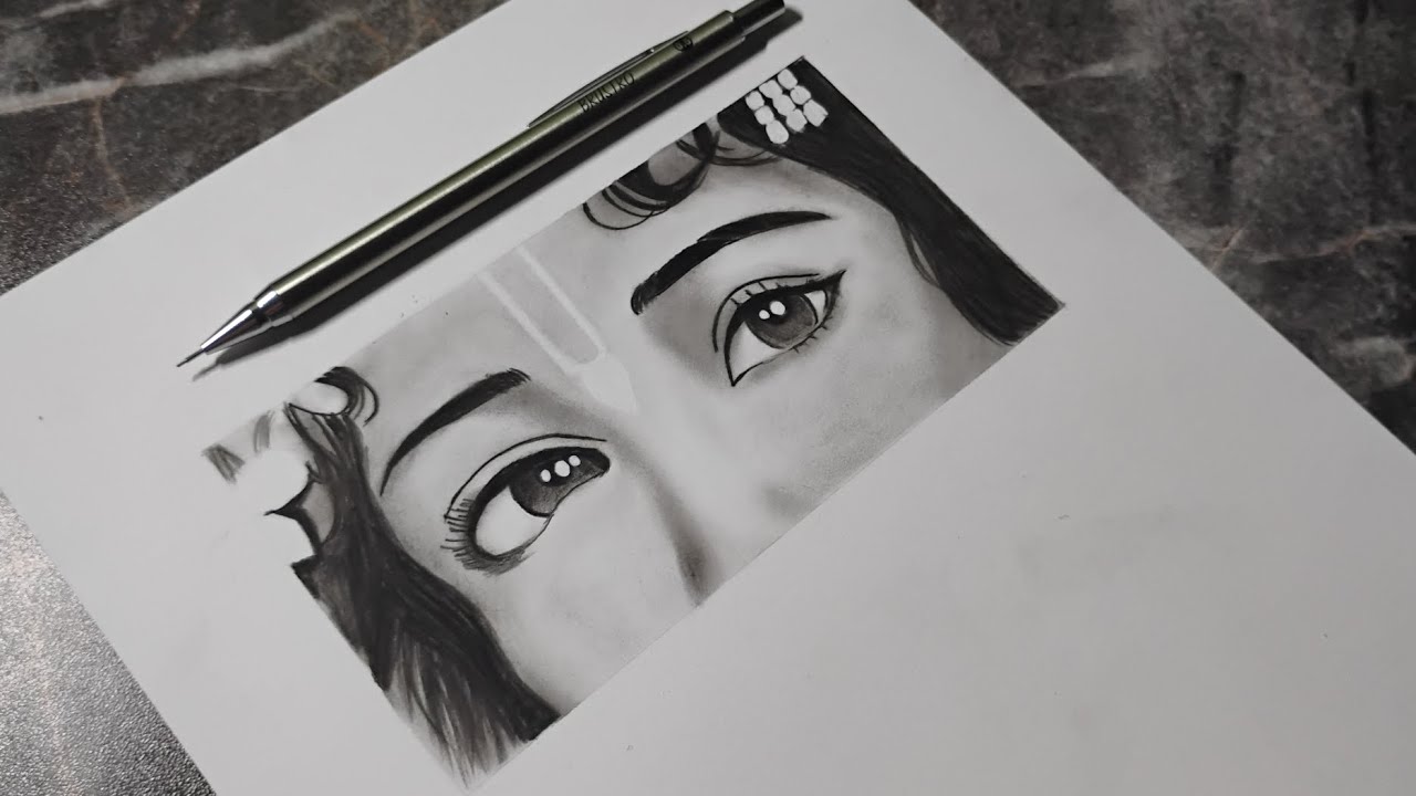 Krishna eyes sketch step by step tutorial / krishna eyes drawing 