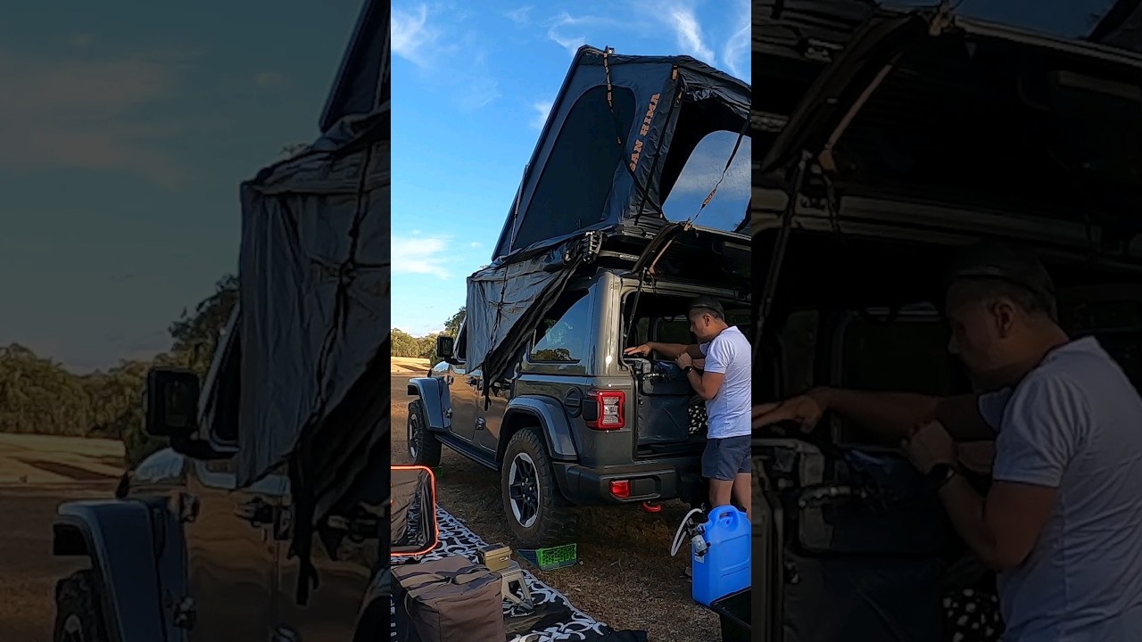 CAMPING | JEEP WRANGLER CAMPER SETUP #shorts #Jeep #camping #rooftoptent #campingcar #adventure