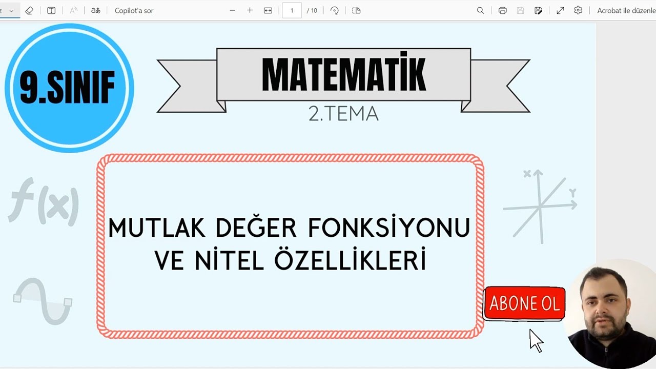 9.Sınıf Matematik (Yeni Müfredat) - Mutlak Değer Fonksiyonu
