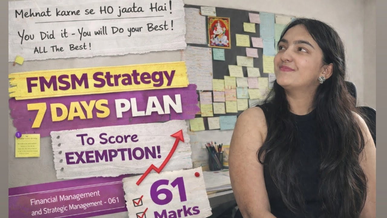 FM SM Last 7 days strategy🔥How to score EXEMPTION in CA Inter (Real Plan)