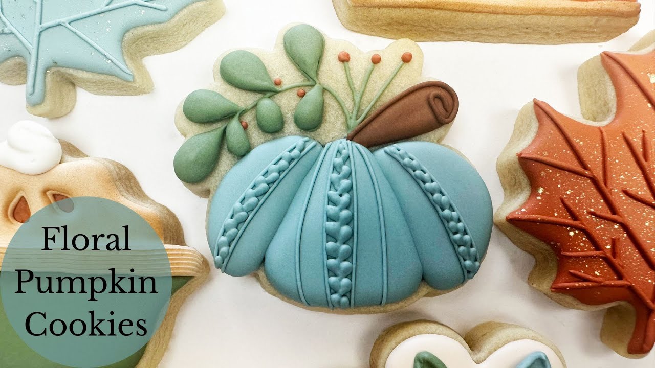 Floral Pumpkin Sugar Cookies For Thanksgiving!
