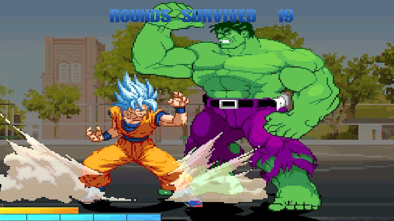 SON GOKU -ALL FORMS- AND SAVAGE HULK DESTROY MUGENS IN SURVIVAL MODE