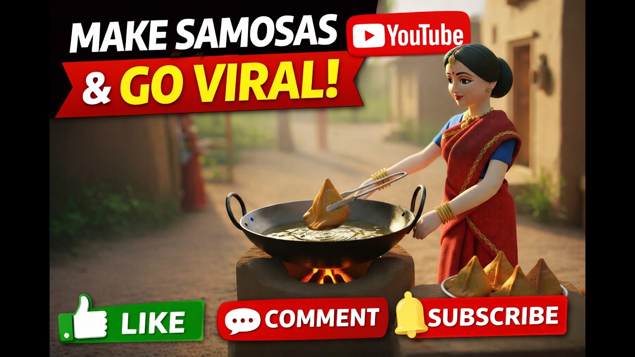 Miniature doll making crispy samosa l ASMR Desi Cooking