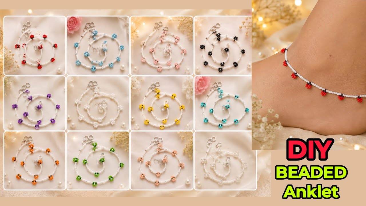 Payal Tutorial/How to Make Anklets with Beads/Moti Payal Banane ka Tarika/Seed Bead Jewelry