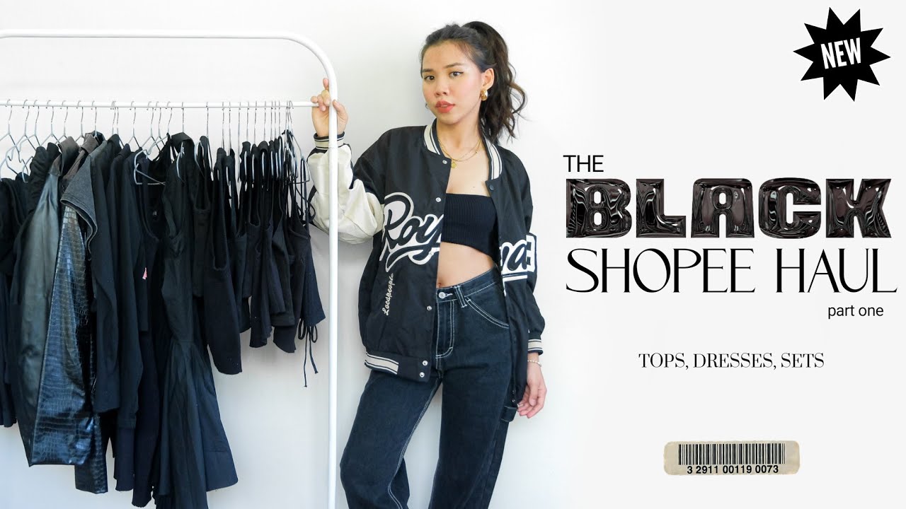 BLACK SHOPEE TRY-ON HAUL (Part 1) | tops, dresses and sets