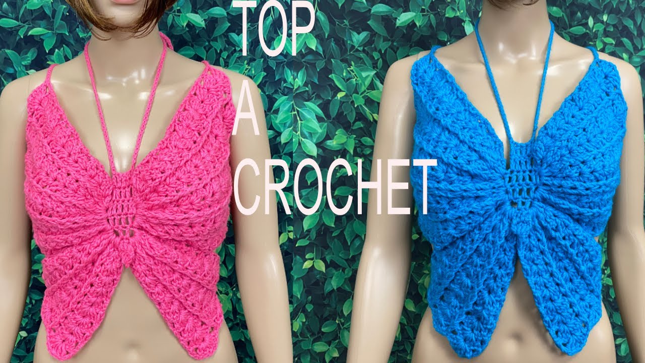 PASO A PASO PARA TEJER TOP MARIPOSA A CROCHET