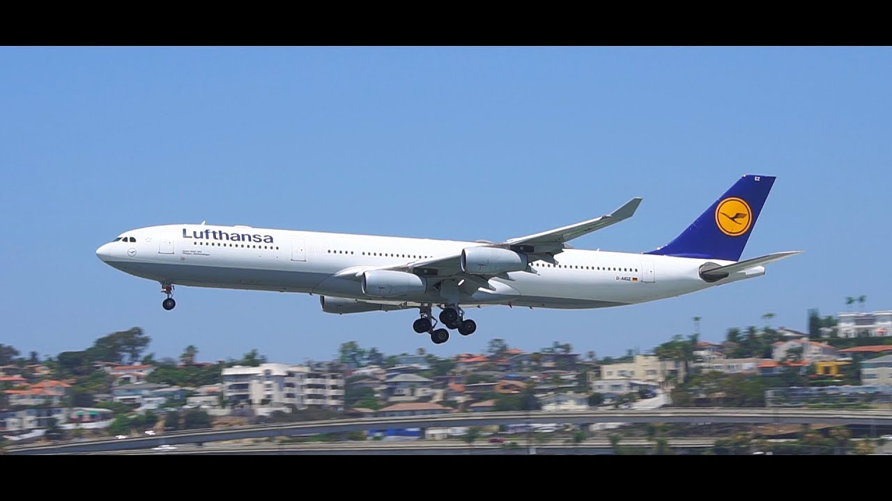 [HD] Lufthansa Airbus A340-313 [D-AIGZ] Landing at San Diego