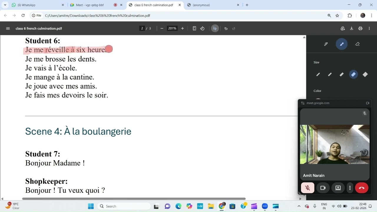 French Culmination practice class 6