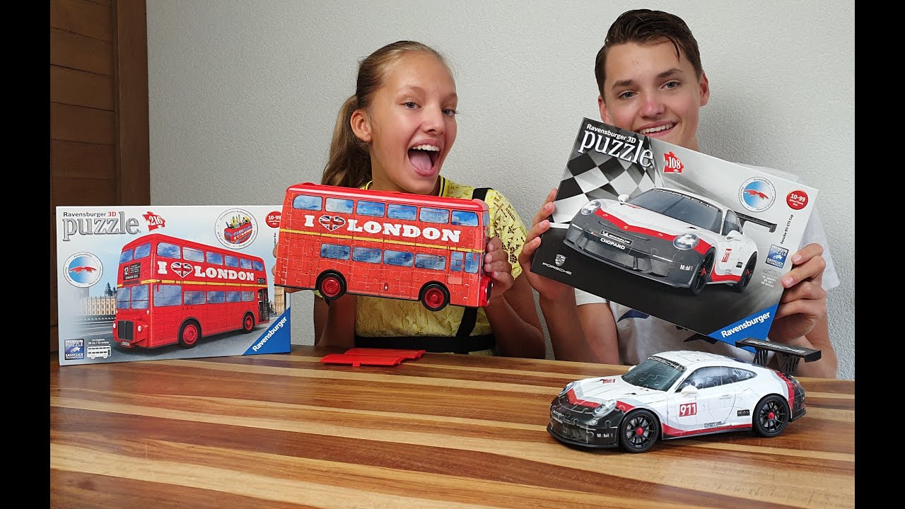 3D Puzzel  I love London dubbeldekker bus en de Porsche GT3 Cup