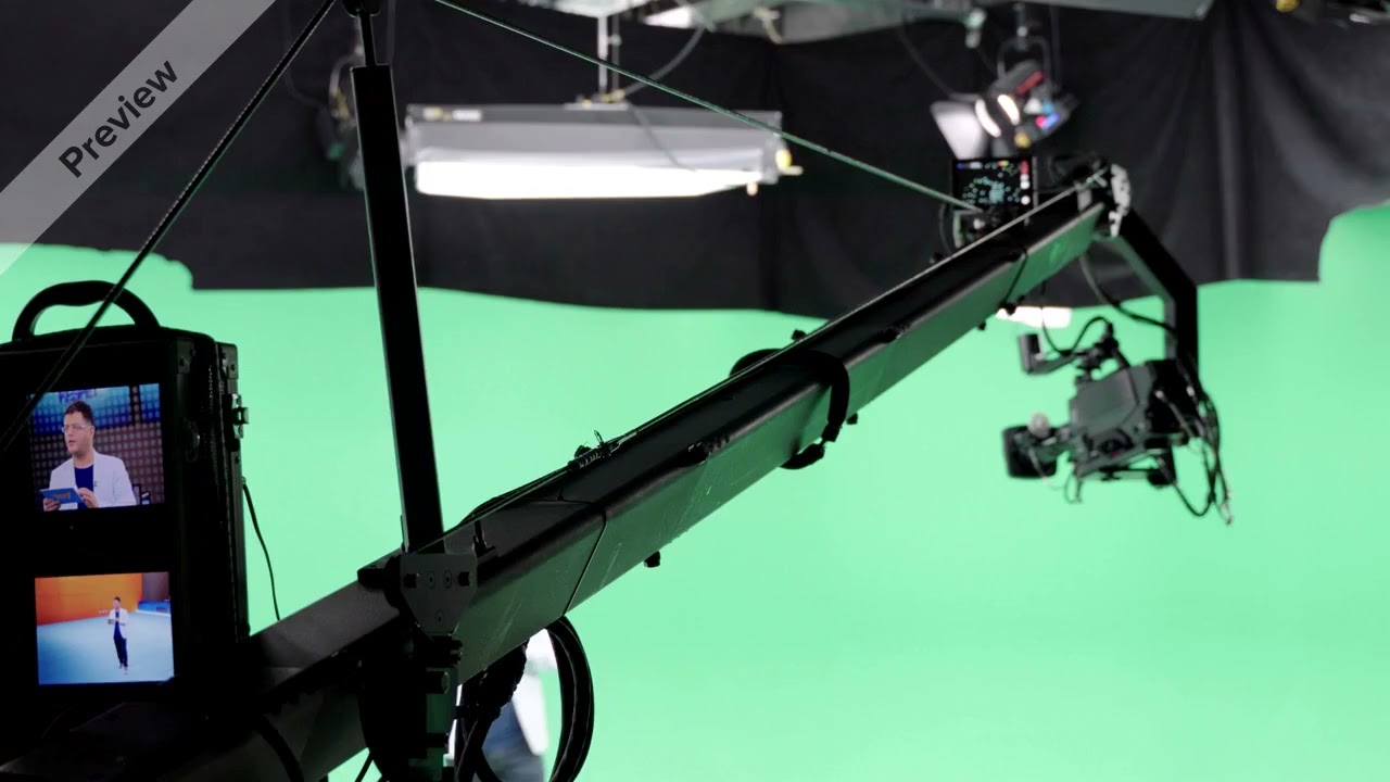 Camera crane focusing on News person VFX Green Screen Best Video