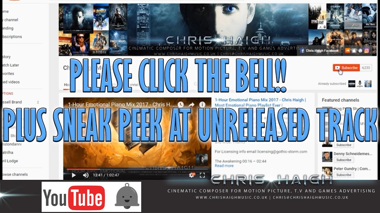 CLICK THE BELL ICON AND NEVER MISS ANOTHER VIDEO PLUS SNEAK PEEK AT UNRELEASED MUSIC