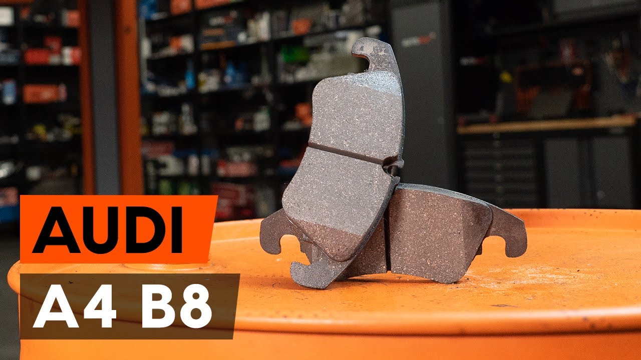 How to change front brake pads / brake pad set on Audi A4 B8 Saloon [TUTORIAL AUTODOC]