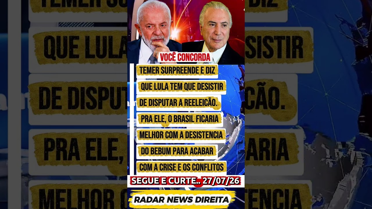 🚨  URGENTE! Temer surpreende e pede que Lula desista da reelei&ccedil;&atilde;o!