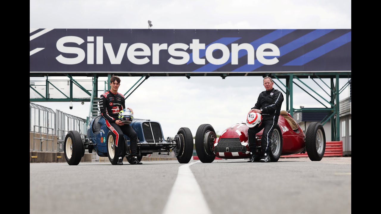 Martin Brundle and Ollie Bearman celebrate 75 years of Formula 1 at Silverstone with @SkySportsF1