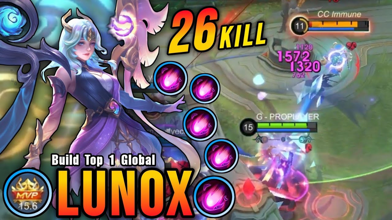 26 Kills!! 4 Minutes Legendary, Lunox Deadly Midlaner!! - Build Top 1 Global Lunox ~ MLBB