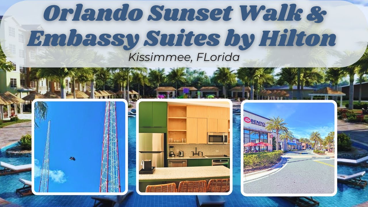 Sunset Walk! Embassy Suites Tour & Kissimmee’s hottest Spot! 🎉🔥 Food, Fun & More!  