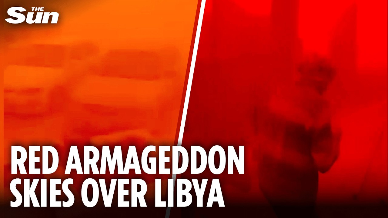 Sandstorm turns sky red in rare weather phenomenon
