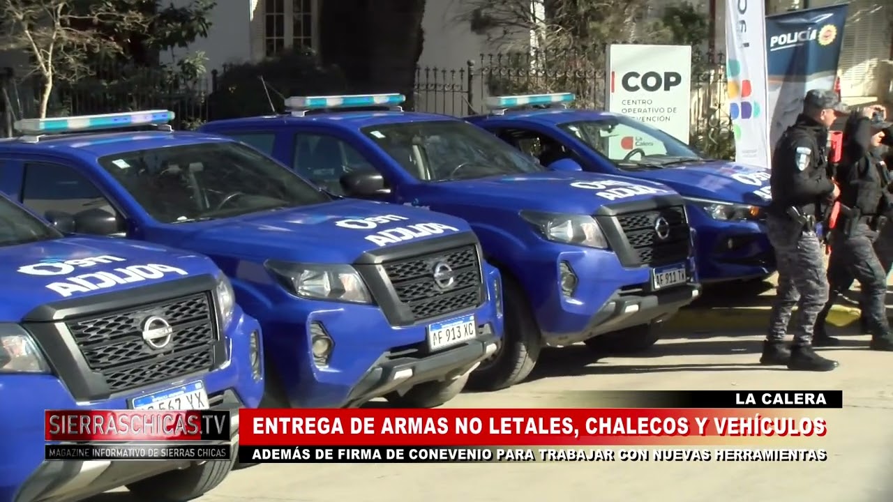 Entrega de Armas No Letales, chalecos y Móviles en La Calera