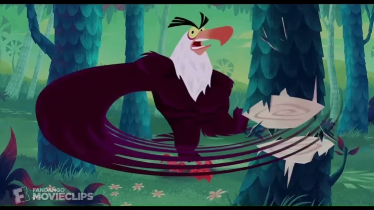 mighty eagle scenes but with trolls rock you like a hurracane