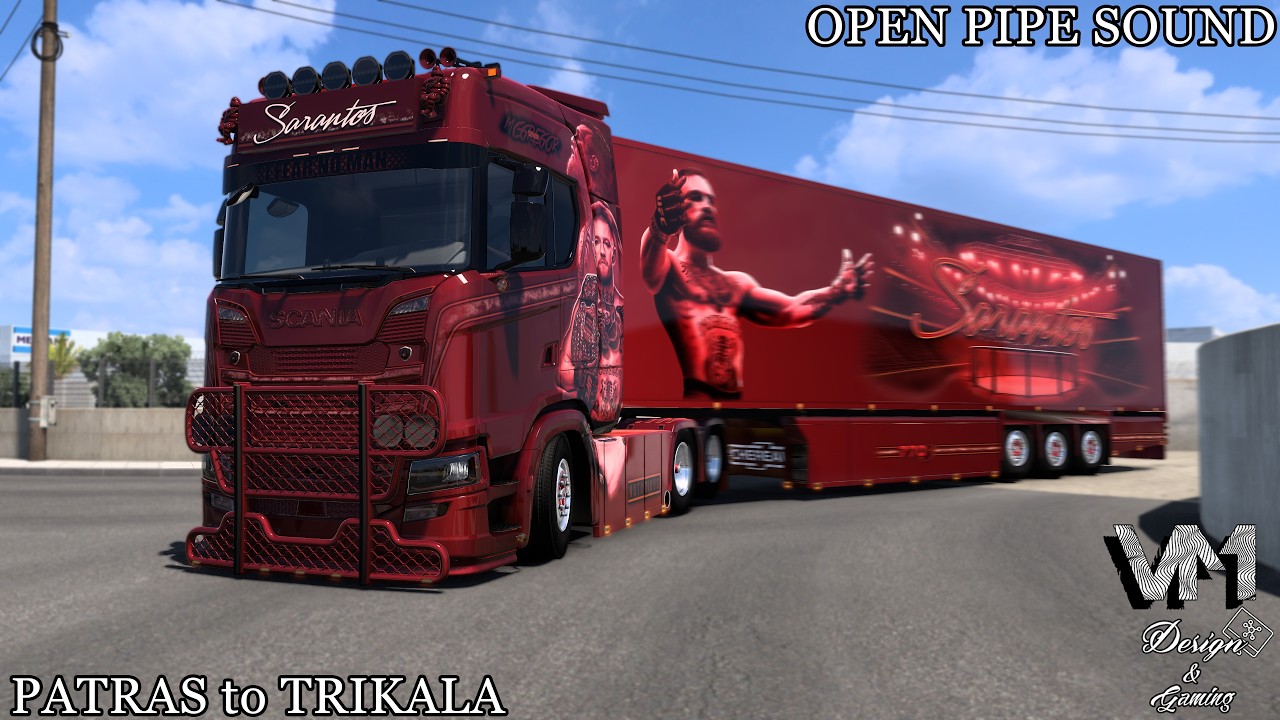 ETS2 1.58 | Scania V8 Sarantos McGregor | Standalone Combo + Open Pipe | Patras - Trikala | 4K 60FPS